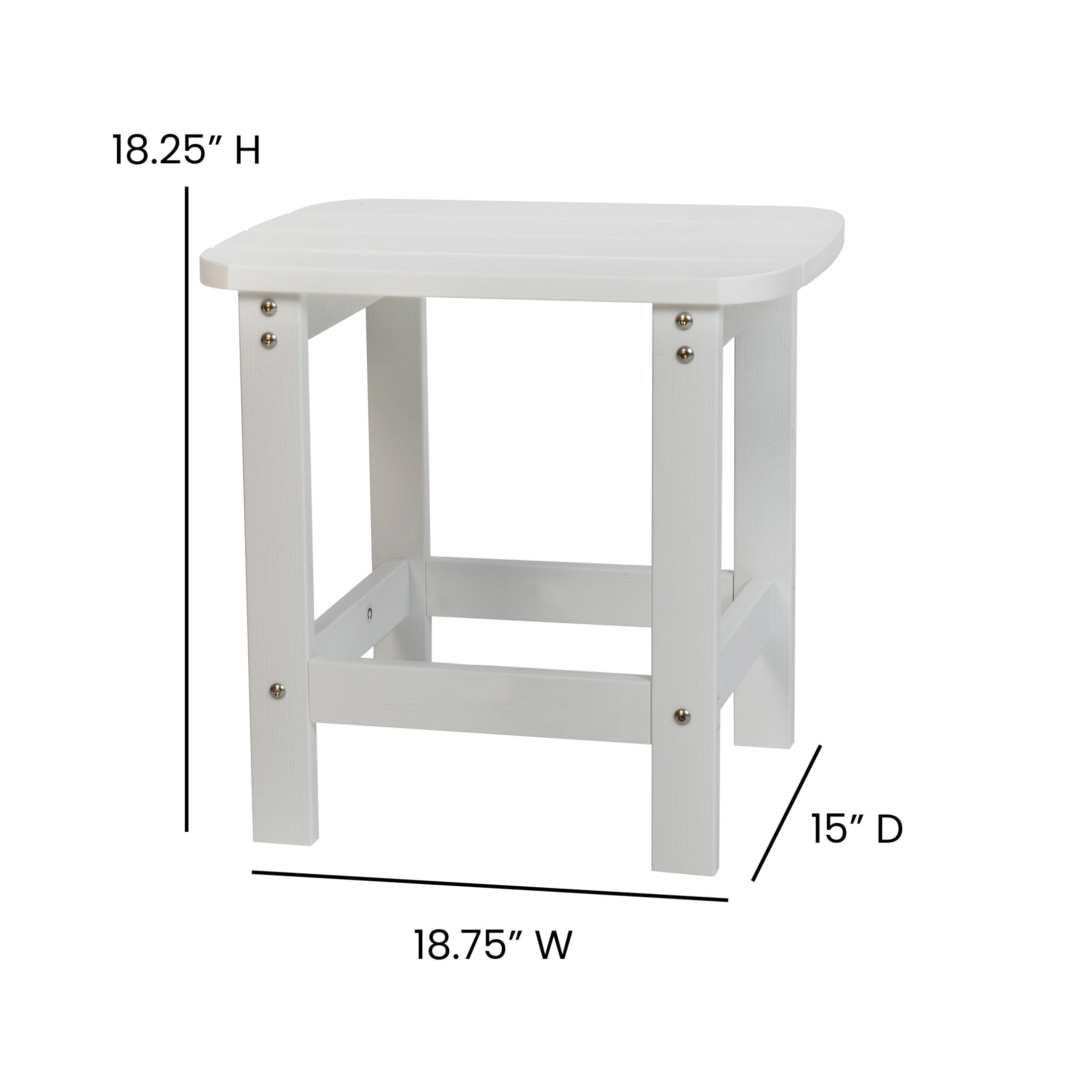 Emma + Oliver Set of 2 Classic All-Weather Poly Resin Rocking Adirondack Chairs in White with Matching Side Table for Year Round Use
