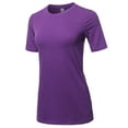 thumbnail image 2 of A2Y Women's Basic Solid Premium Cotton Short Sleeve Crew Neck T Shirt Tee Tops Purple L, 2 of 6