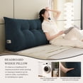 thumbnail image 4 of ANMINY Triangular Headboard Pillow with Side Pockets, Bed Rest Reading Pillow, Removable & Washable Cover, Wheat Ear Velvet Texture for Twin Beds, 4 of 8