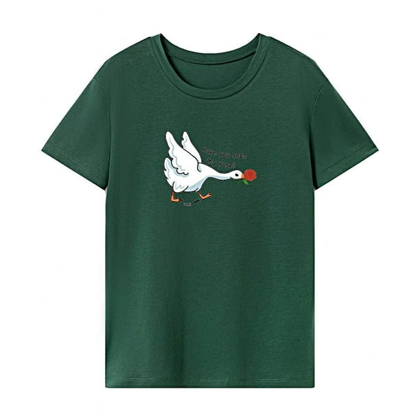 Camiseta para mujer de verano con estilo y cuello redondo para ir de compras, calle, senderismo, trabajo XL