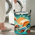 thumbnail image 4 of DouZhe Waterproof Collapsible Large Laundry Baskets, Ocean Sea Waves Prints Circular Hamper with Handles, 4 of 6