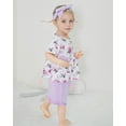 thumbnail image 3 of CARETOO Toddler Baby Girl Clothes Summer Outfits Set T-Shirt Casual Shorts Headband 3Pcs 95% Cotton, 3 of 19