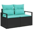 thumbnail image 2 of vidaXL 2-Seater Garden Sofa with Cushions Black Poly Rattan, 2 of 6