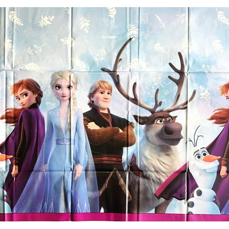 Disney Frozen Princess Elsa Anna Olaf & More Waterproof Party Tablecover - 54" X 84"