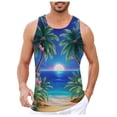thumbnail image 2 of Beach Tank Top Men Lightweight Breathable Coconut Tree Graphic Sleeveless Shirt Casual Hawaii Vacation Shirts, 2 of 7