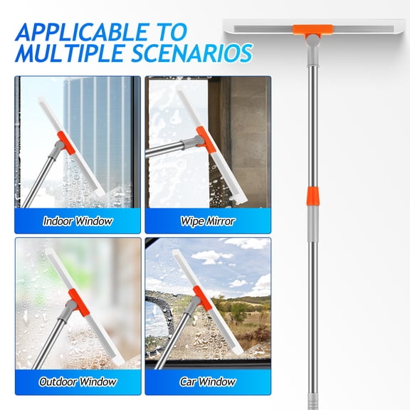 WEUVEB Telescopic Floor Squeegee Shower Door Wiper Window Cleaner Squeegee Flexible Head Multi-Purpose Use