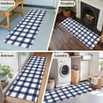 thumbnail image 6 of Navy Blue Plaid Check, Runner Rug 2x6 FT, Non Slip Hallway Carpet, Geometrical Abstract Lattice Washable Soft Floor Carpet Throw Runner Carpet Long Rug for Entryway Kitchen Bedside Sliding Door, 6 of 9