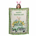 thumbnail image 2 of Throw Blanket Fleece Throw Blanket 50x60in, Green Truck Rabbit Flower Soft Lightweight Bed Blankets Rustic Easter Egg Pastoral Plant Fuzzy Couch Blankets for All Season, 2 of 9