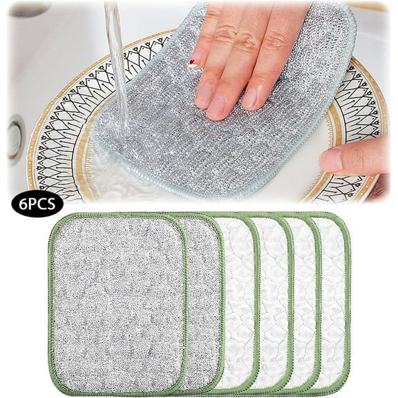 Genreen 6 PCS Multipurpose Wire Dishwashing Rags for Wet and Dry, New Reusable Metal Scrubbing Pads Sponge Cloths, Non-Scratch Wire Dishcloth for Cleaning Kitchen Dishes, Sinks