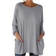 thumbnail image 2 of Womens Long Sleeve Shirts Fall Tops Tunic Tops Crewneck Oversized Casual Tunic Tops for Leggings Loose Soft Blouses with Pocket Plus Size Womens Tops, 2 of 8