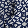thumbnail image 5 of Jordan Manufacturing Sunbrella 44" x 18" Luxe Indigo Blue Geometric Rectangular Tufted Contoured Outdoor Wicker Settee Bench Cushion, 5 of 9
