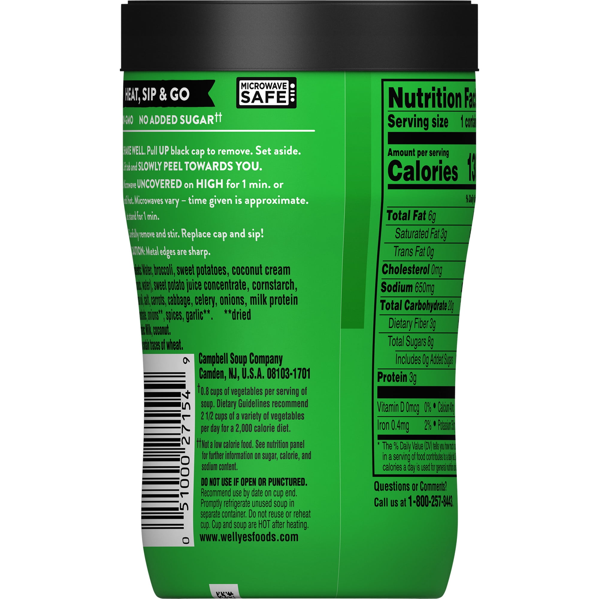Campbell's Well Yes! Sipping Soup, Broccoli & Sweet Potato, 11.1 Ounce Cup