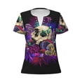 thumbnail image 3 of Naloa Mushrooms and Skull Print T-Shirts Short Sleeve V Neck Tees for Women Fashion Tops Trendy Lightweight Soft Casual Summer Outfits Clothes, 3 of 5