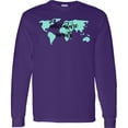thumbnail image 3 of Inktastic Adventure Awaits Teal World Map Long Sleeve T-Shirt, 3 of 5