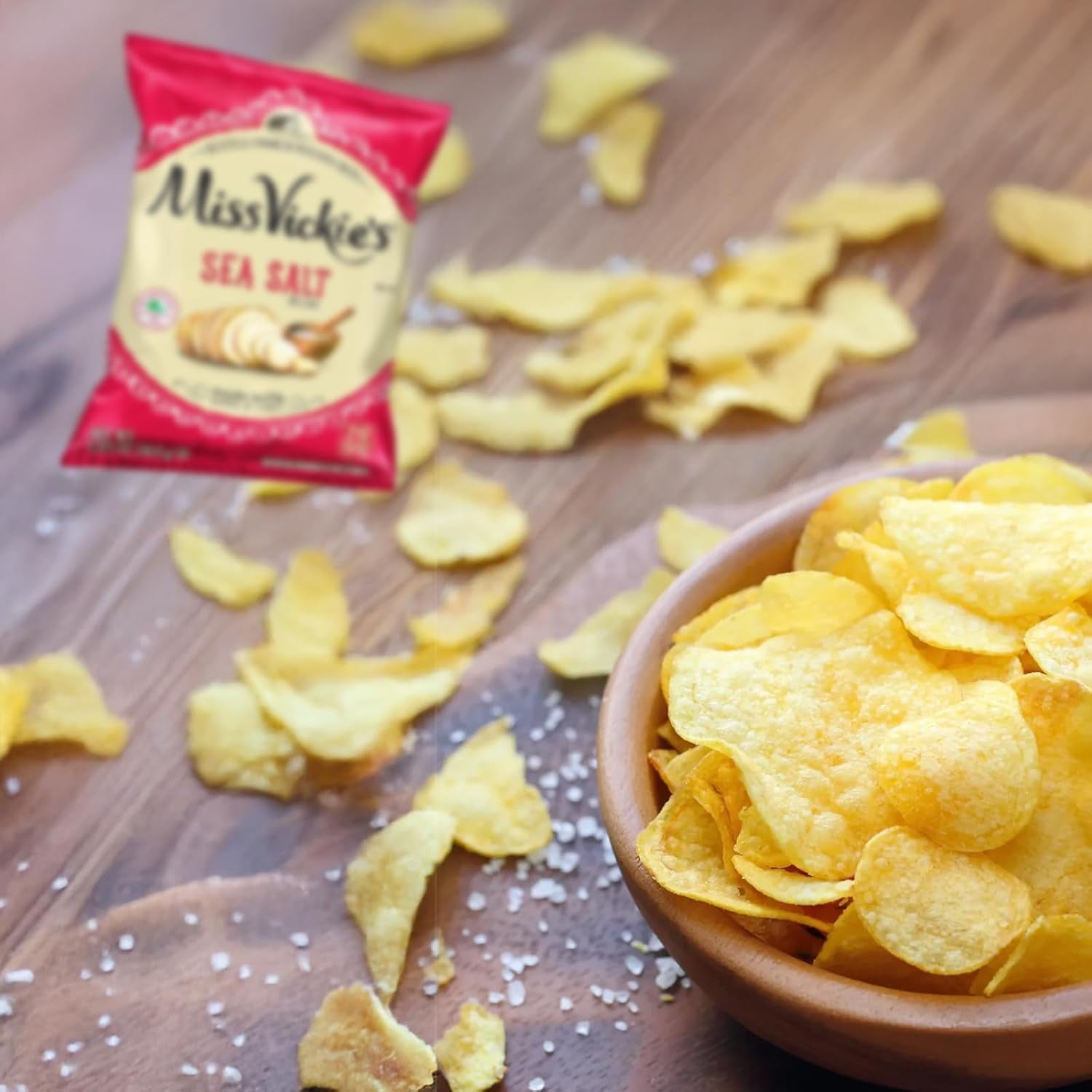 Miss Vickie's Sea Salt Kettle Cooked Potato Chips, 1.37 oz Bags, Pack of 12 Bundled by Shoppyway