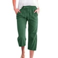 thumbnail image 1 of Pantalon Ample en Lin Uni pour Femmes, 7/8, avec Poches, 1 of 4
