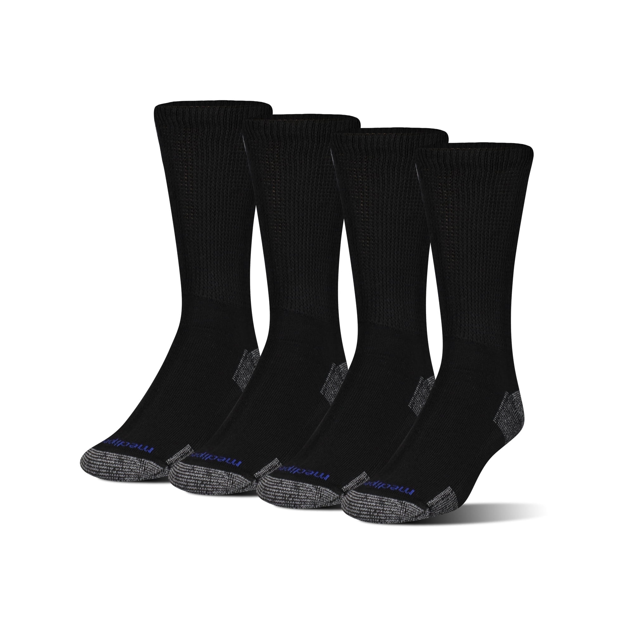 MediPeds NanoGlide Crew Casual Socks, X-Large, 4 Pairs