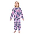 thumbnail image 2 of Fluffy Pajamas Set Fuzzy Winter Warm Pj Sets Pullover Tops and Long Pants Navy Blue Palm Tree X-Small, 2 of 8