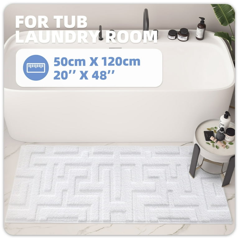 REINDEER FLY Bathroom Rug, Soft Absorbent Bathroom Mat and Bath Mat,  Premium Microfiber Shag Bath Rug Machine Washable (20x29,Grey and White)