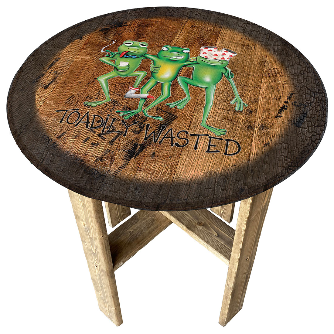 Toadily Wasted Drunk Frogs Pub Gift Farmhouse Rustic Round Whiskey