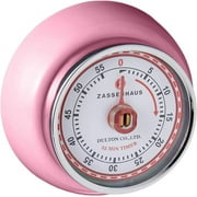 Zassenhaus Magnetic Retro Kitchen Timer, Classic Mechanical Cooking Timer (Pink)