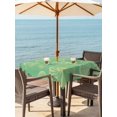 thumbnail image 3 of Outdoor Tablecloth with Umbrella Hole for Patio/Picnic/Party/Camping, Ocean Conch Shell Waterproof Table Cloth Square Cover Washable, Coastal Seahorse Coral Bows Vintage Green (54"x 54"), 3 of 9