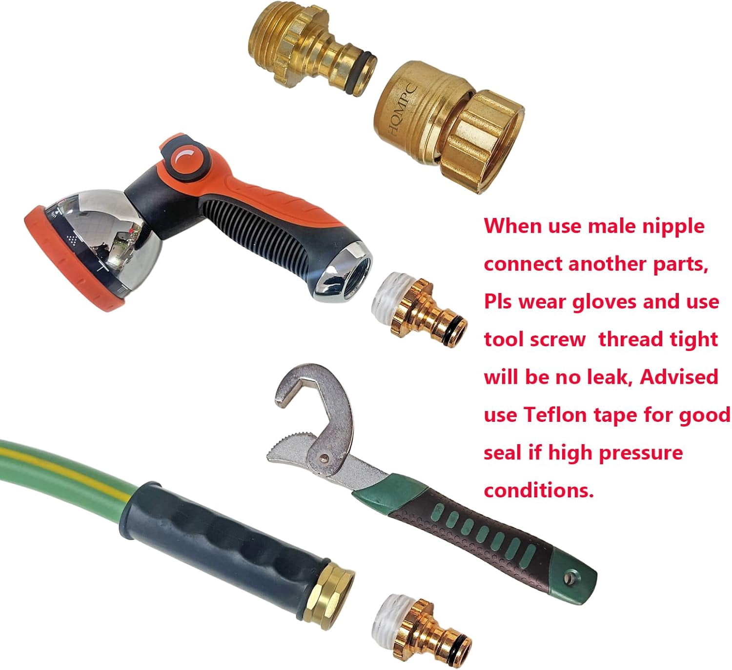 HRTGFD-No Pb Garden Hose Quick Connect Brass Hose Quick Connect Hose Quick Connect Fittings Water Hose Connectors 3/4" GHT (2 SETS)