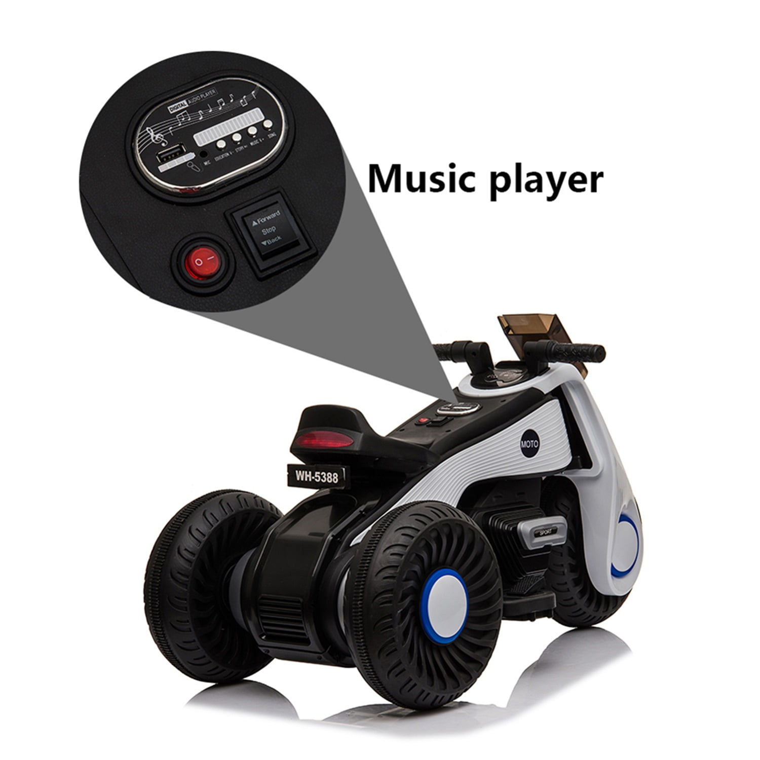 CIPACHO Kids Ride on Motorcycle, 6V Battery Powered 3 Wheels Motorcycle Toy for Children Boys & Girls, Electric Ride on Motorcycle, White