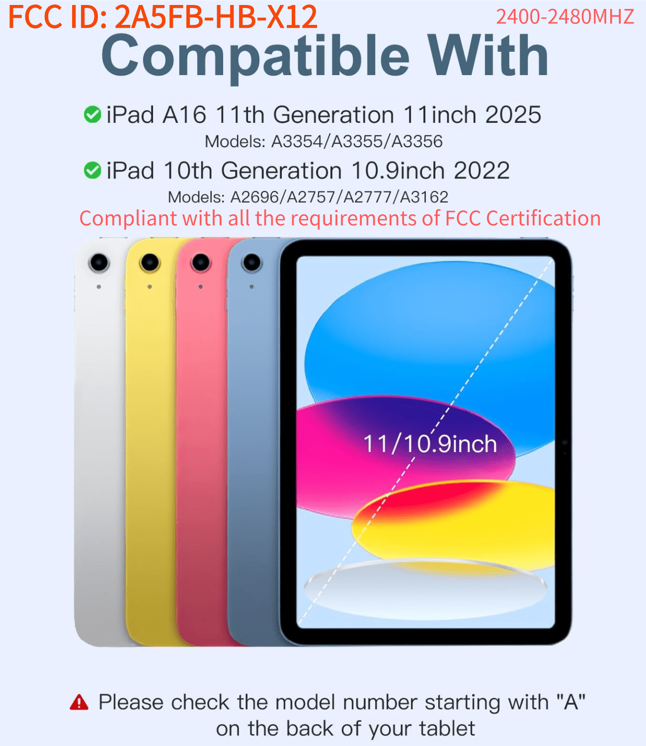 GEAK for iPad A16 11th 10th Generation Case with Keyboard, 7 Colors Backlit Detachable Folio Keyboard Cover with Pencil Holder for iPad 10th Gen 10.9 Inch/11th Gen 11 Inch, Blue