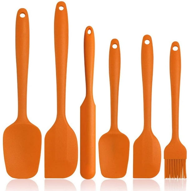Silicone spatula set green 6piece nonstick rubber spatula with stainless steel core heat