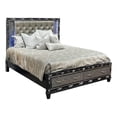 thumbnail image 2 of Bet Queen Bed, Silver Faux Leather Upholstery, LED, Crystal Accents, Black, 2 of 7