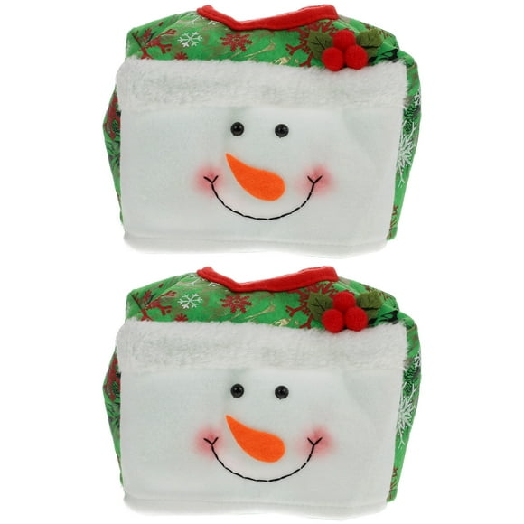 2pcs Cajas de tejidos domésticos de Navidad Contenedores de tejidos temáticos Decoración de escritorio
