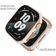 thumbnail image 3 of 4-Pack Hard PC Case with Tempered Glass Screen Protector Compatible with Apple Watch Series 8 Series 7 Bumper Full Coverage iWatch 41mm, Black/Blue/White/Pink-Rose Gold, 3 of 5