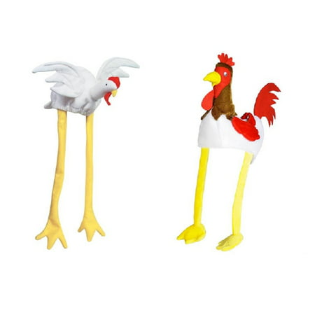 Velvet Plush Rooster and Chicken Bird Animal Hats Cap Adult Child Costume Set