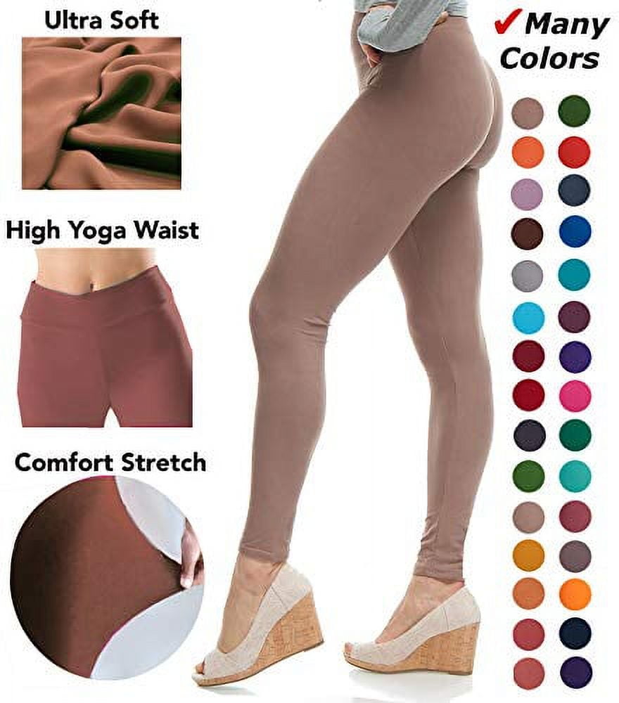 LMB Lush Moda Leggings for Women with Comfortable Yoga Waistband - Buttery  Soft in Many of Colors - fits X-Small to X-Large, Mocha 