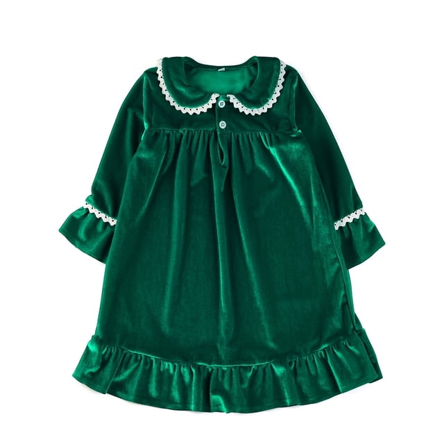 Venta al por mayor 2023 Festival de pijamas de algodón verde para niños y niñas, pijama a juego, camisón para bebé, ropa de dormir para niños, pijamas de Navidad para niños pequeños