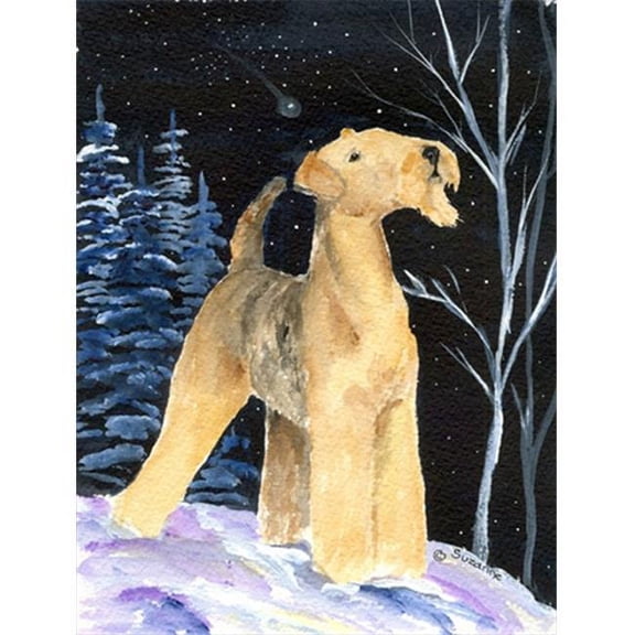 Starry Night Airedale Flag Canvas - House Size
