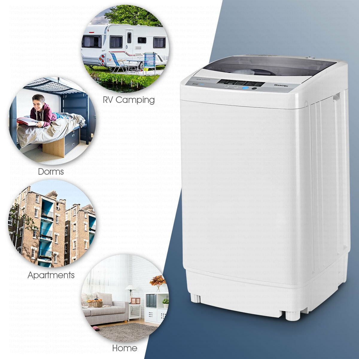 Portable Compact Washing Machine 1.28 Cu.ft Spin Washer Drain Pump 8 Water Level