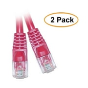 ACL 7 Feet RJ45 Snagless/Molded Boot Red Cat5e Crossover Ethernet Lan Cable, 2 Pack