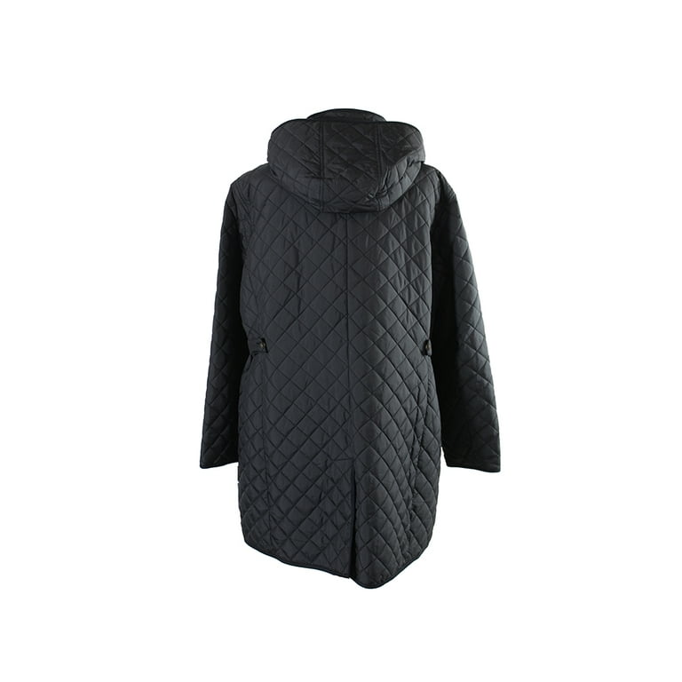 Lauren Ralph Lauren Plus Size Black Faux Suede Trim Quilted Coat 1X Walmart