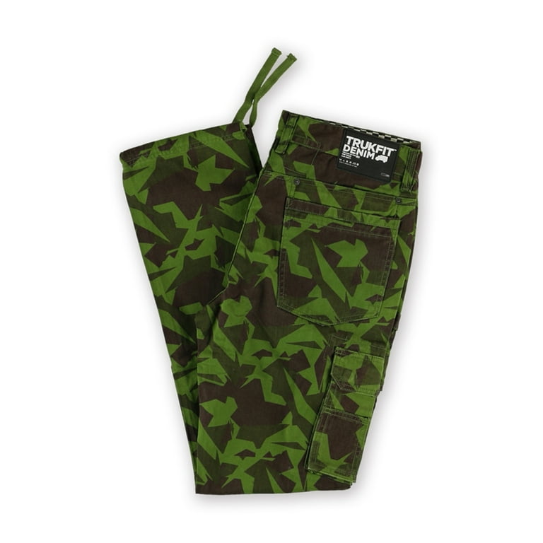 TrukFit Mens The Camp Twill Casual Cargo Pants, Green, 34W x 32L