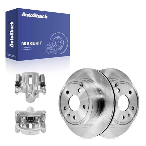 AutoShack Rear Vented Brake Rotors   Calipers 4-PC Brake Kit Replacement for 2010-2017 Chevrolet Equinox 2010-2017 GMC Terrain 11.93" (302.9 mm)