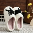 thumbnail image 6 of Slippers for Women Fuzzy Cats Pattern Slip On Indoor House Slippers Bedroom Slippers Fluffy Winter House Shoes Warm Slippers Women Slippers for Home White 37, 6 of 9