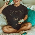 thumbnail image 2 of vigerkar Summer Y2k Tops for Womens, Casual Vintage Short Sleeve T-Shirt, Girls Oversize Loose Round Neck Elastic Tee Dark Gray, M, 2 of 8