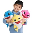 thumbnail image 4 of Peluche de tiburón bebé con música y luz nocturna cantante, regalo para niños (amarillo), 4 of 5