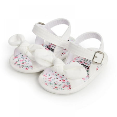 

Baby Girls Cotton Bowknot Flowers Non-slip Outdoor Toddler Summer Sandals First Walkers Shoes