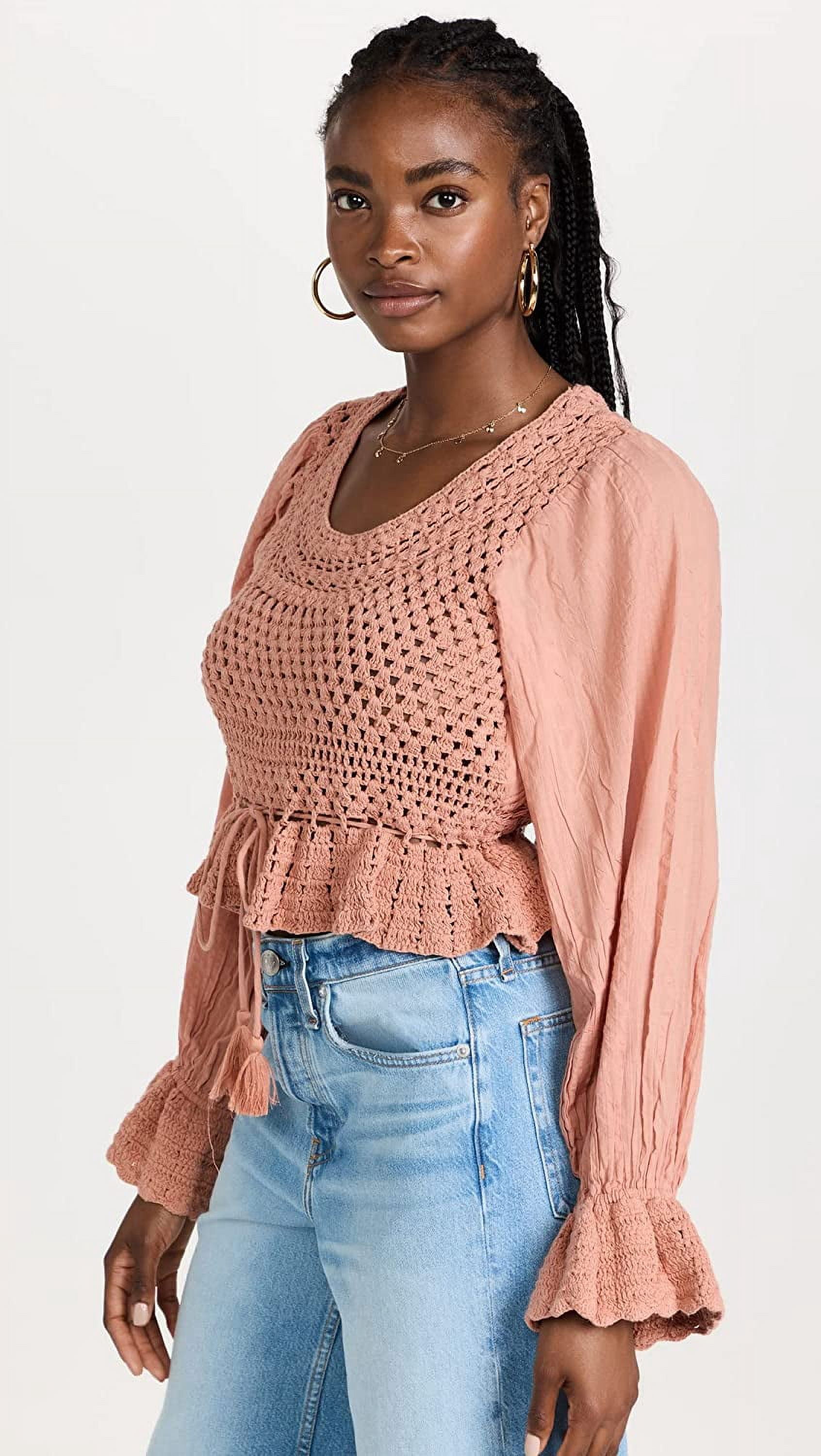coral crochet top