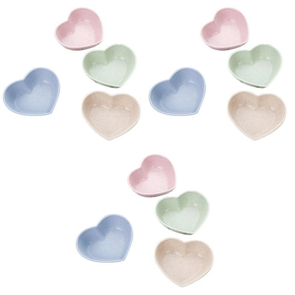 3 Pieces Kids Bowl with Straw Dish for Cooking Heart Dipping Plate