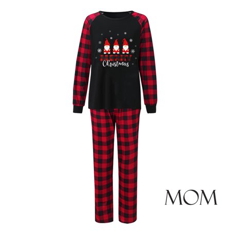 

SBYOJLPB Parent Child Outfit Christmas Mom Mother Plaid Printed Blouse Tops+Pants Family Clothes Pajamas Clearance