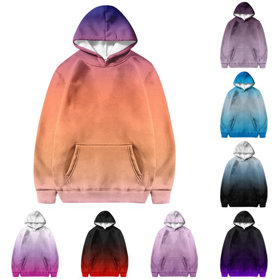 RUTAYY Girls Pullover Hoodie Black Red Ombre Gradient Tie Dye All Over Print Long Sleeve Casual Sweatshirt with Front Pocket for Kids